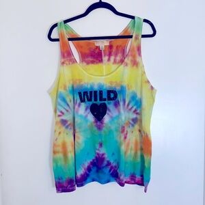 Tie-dye Tank Top Wild Heart Glitter Graphic